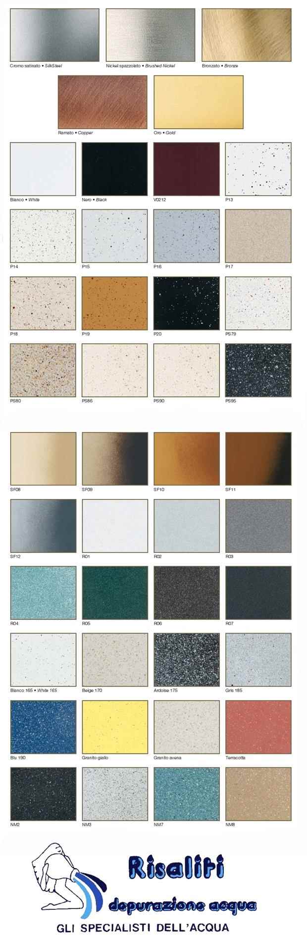 Colori finiture rubinetteria acquacasa depurazione acqua da risaliti.com
