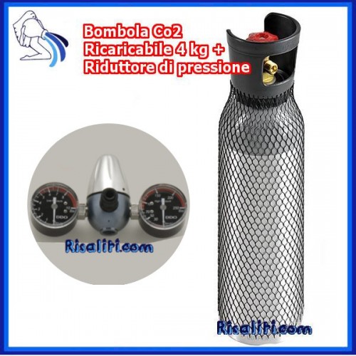 Kit Gasatura Cilindro CO2 4 kg Riduttore Pressione Professionale