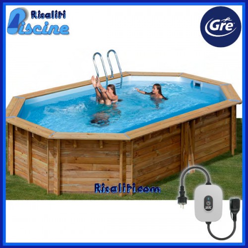 7900892 Piscina Fuori Terra Legno Ovale Gre Safran 2 cm 573x348xh136