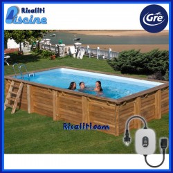 790207 Piscina Fuori Terra Legno Braga Rettangolare cm 767x373xh142