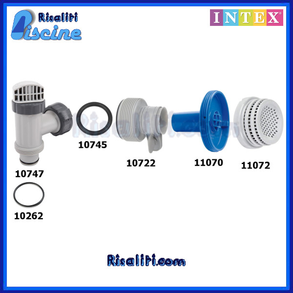 Kit Ricambi Intex Valvola Bocchetta Aspirazione Piscina da 38 a 32 mm www.risaliti.com