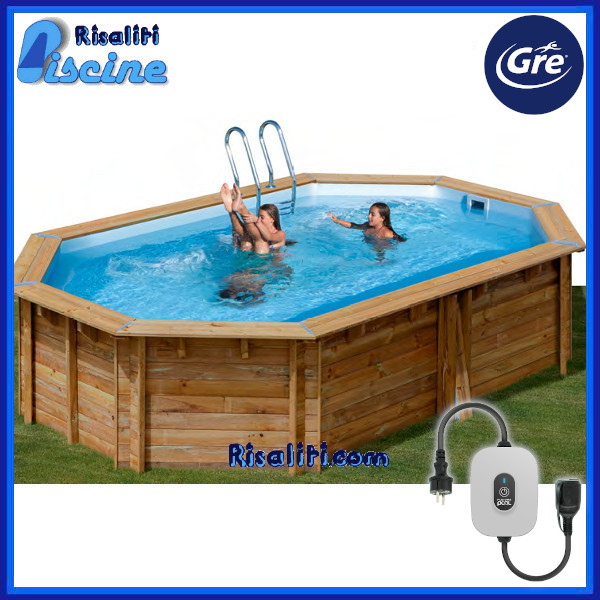 KPBOC535 Piscina Fuori Terra Legno Ovale Gre Bambu cm 487x287xh127 www.risaliti.com