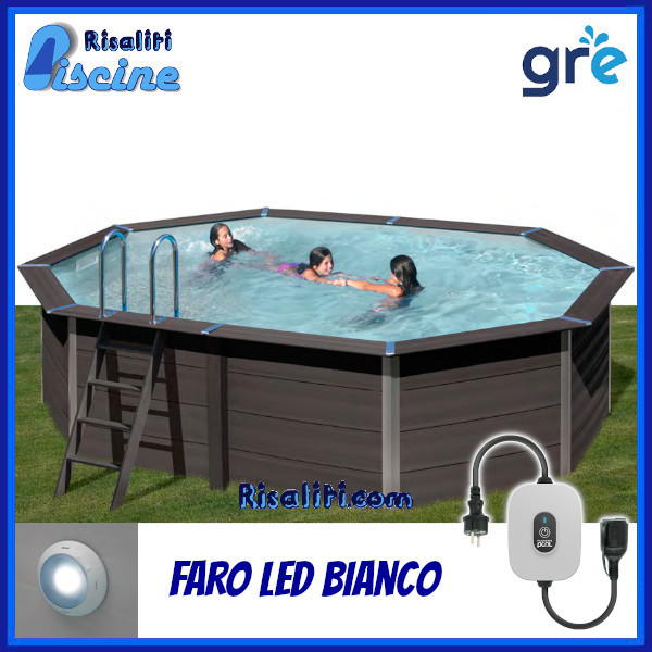 KPCOV66L Piscina fuoriterra pannelli Avantgarde Gre cm 618x338xh124 Faro LED www.risaliti.com