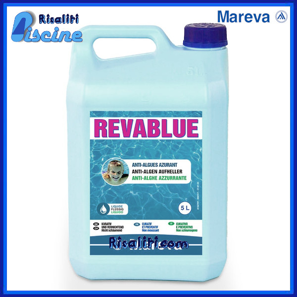 Alghicida Antialghe Revablue Azzurrante trattamento Pulizia Acqua Piscina Mareva www.risaliti.com