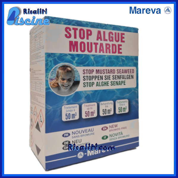 Alghicida trattamento pulizia Moutarde Acqua Antialghe Gialle Piscine Mareva  www.risaliti.com