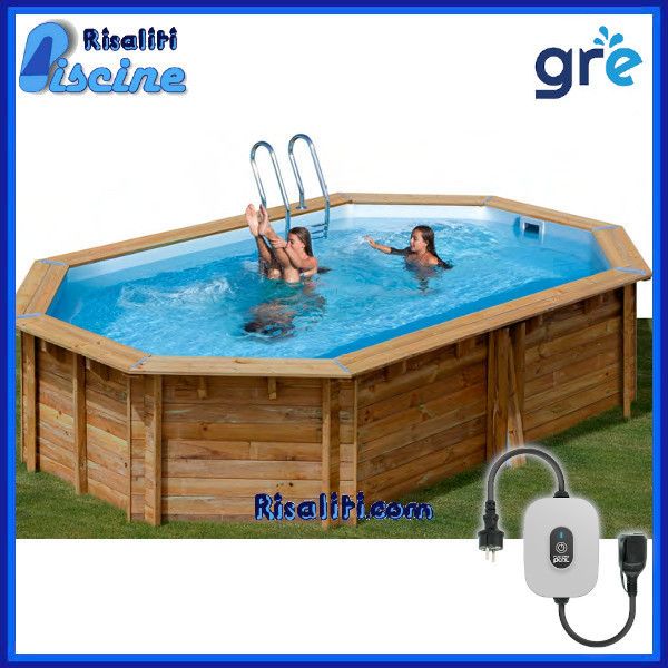 KPBOC632 Piscina Fuori Terra Legno Ovale Gre Macadamia cm 585x287xh127  www.risaliti.com